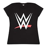 Popgear WWE Logo Women's Fitted T-Shirt Black Camiseta, 4XL para Mujer