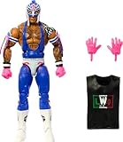 Mattel WWE Top Picks Elite - Juego de figuras de acción y accesorios, Rey Mysterio de 6 pulgadas, coleccionable con manos intercambiables, equipo de anillo y 25 puntos de articulación