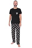 WWE Conjunto de pijama largo para hombre, color negro, Negro, XL